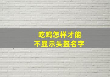 吃鸡怎样才能不显示头盔名字