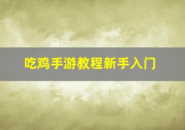 吃鸡手游教程新手入门