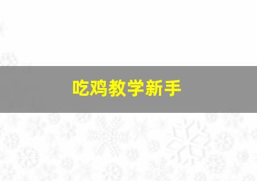 吃鸡教学新手