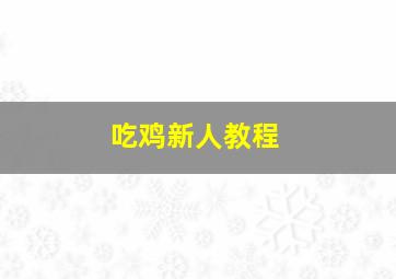 吃鸡新人教程