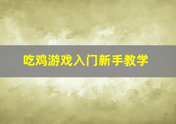 吃鸡游戏入门新手教学