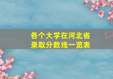 各个大学在河北省录取分数线一览表