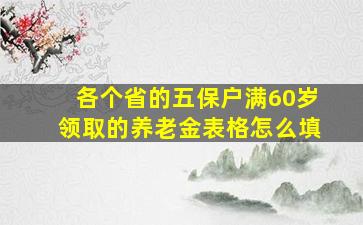 各个省的五保户满60岁领取的养老金表格怎么填