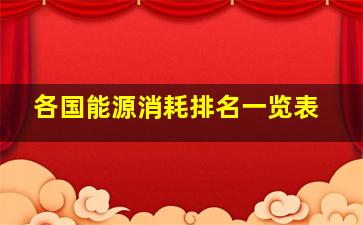 各国能源消耗排名一览表