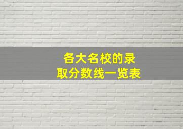 各大名校的录取分数线一览表