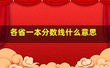 各省一本分数线什么意思