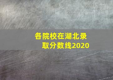 各院校在湖北录取分数线2020