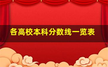 各高校本科分数线一览表