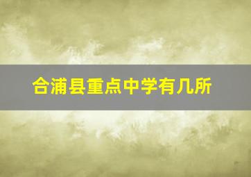 合浦县重点中学有几所