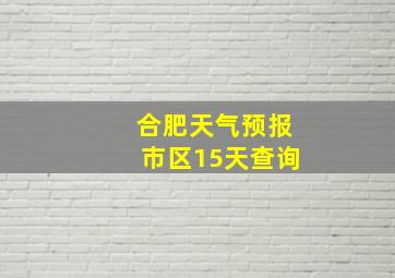 合肥天气预报市区15天查询