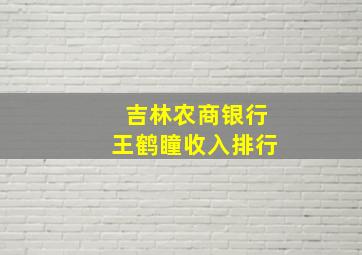 吉林农商银行王鹤瞳收入排行