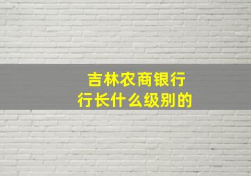 吉林农商银行行长什么级别的