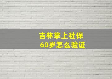 吉林掌上社保60岁怎么验证