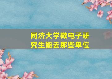 同济大学微电子研究生能去那些单位