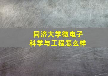 同济大学微电子科学与工程怎么样