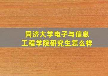 同济大学电子与信息工程学院研究生怎么样