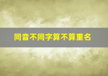 同音不同字算不算重名