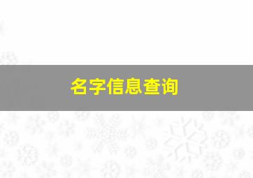 名字信息查询