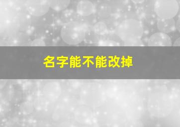 名字能不能改掉