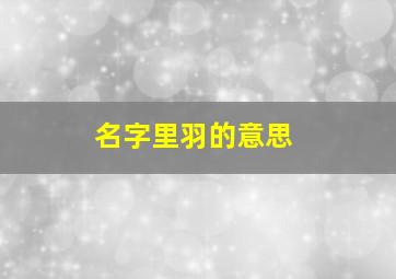 名字里羽的意思