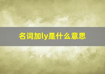 名词加ly是什么意思