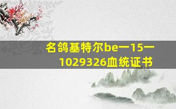 名鸽基特尔be一15一1029326血统证书