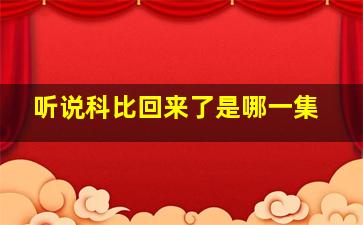 听说科比回来了是哪一集