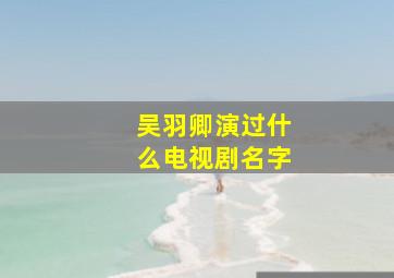 吴羽卿演过什么电视剧名字