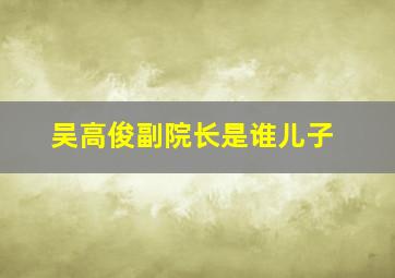 吴高俊副院长是谁儿子