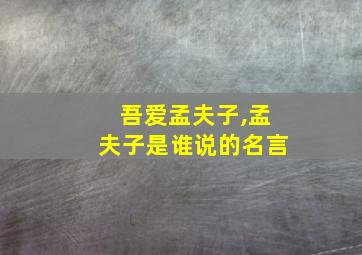 吾爱孟夫子,孟夫子是谁说的名言