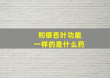 和银杏叶功能一样的是什么药