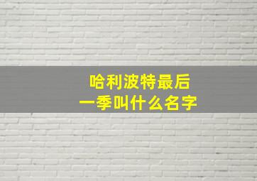 哈利波特最后一季叫什么名字