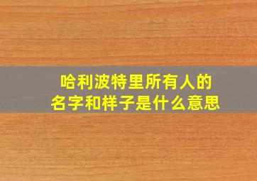 哈利波特里所有人的名字和样子是什么意思