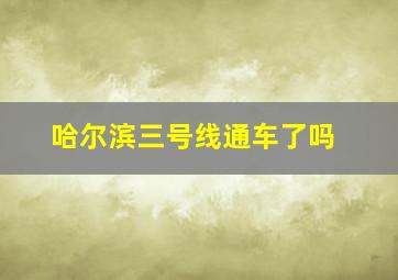 哈尔滨三号线通车了吗