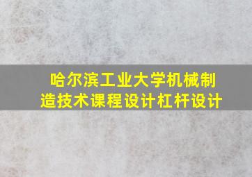 哈尔滨工业大学机械制造技术课程设计杠杆设计