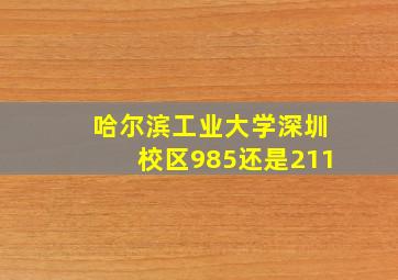 哈尔滨工业大学深圳校区985还是211