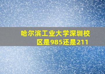 哈尔滨工业大学深圳校区是985还是211