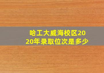 哈工大威海校区2020年录取位次是多少