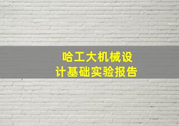 哈工大机械设计基础实验报告