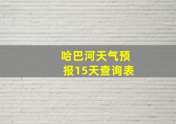 哈巴河天气预报15天查询表