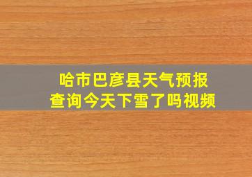 哈市巴彦县天气预报查询今天下雪了吗视频