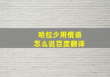 哈拉少用俄语怎么说百度翻译