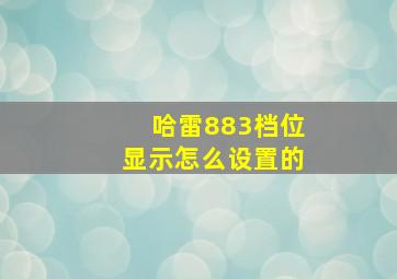 哈雷883档位显示怎么设置的