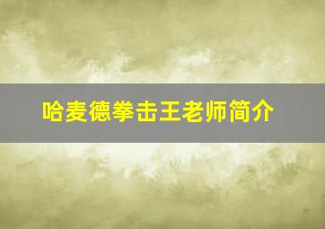 哈麦德拳击王老师简介