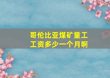 哥伦比亚煤矿童工工资多少一个月啊