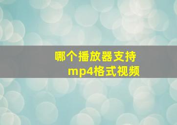 哪个播放器支持mp4格式视频