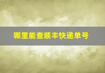 哪里能查顺丰快递单号