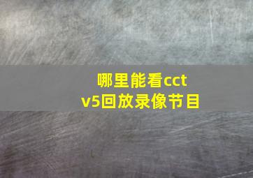 哪里能看cctv5回放录像节目