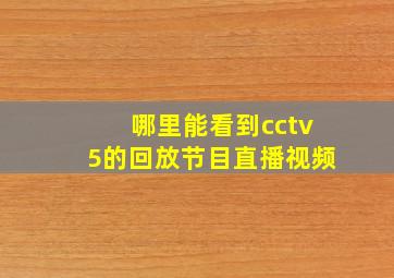 哪里能看到cctv5的回放节目直播视频