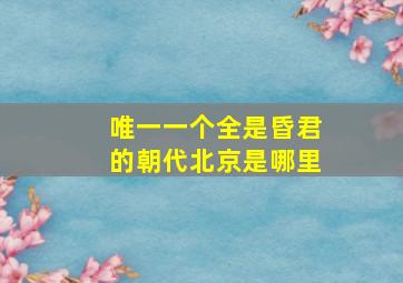 唯一一个全是昏君的朝代北京是哪里